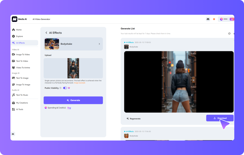 Generate & Download your Twerking Video 